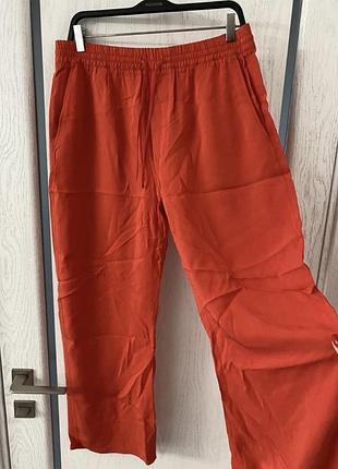 Новые свободные прямые тонкие брюки на резинке 50 р вискоза и лиоцел zara