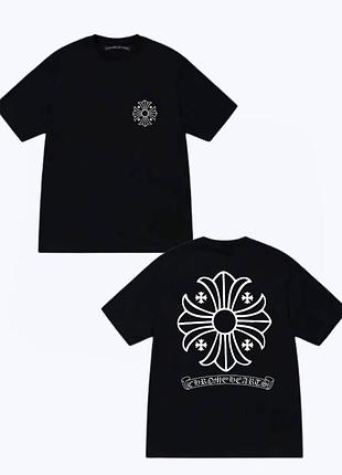 Футболка chrome hearts logo черная унисекс хром хартс