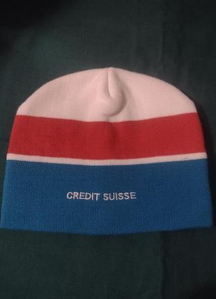 Зимняя шапка "credit suisse" cs в стиле ретро ska. italy.