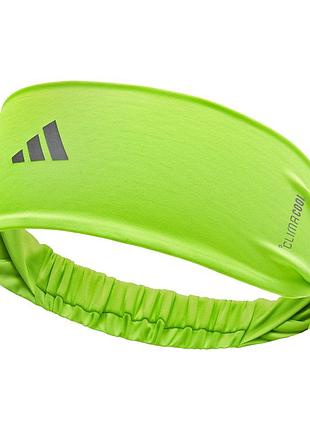 Пов’язка на голову adidas, спортивна, еластична, 7 см, широка конструкція, зелена (adac-16400yl)