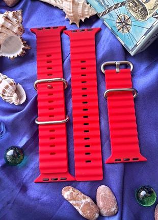 Ремешок, браслет ocean band design 42/44/45/49 мм, красный для apple watch