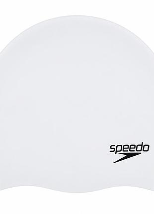 Шапочка для плавання speedo flat cap, доросла, силіконова, біла, універсальний розмір osfm (8-709910010)