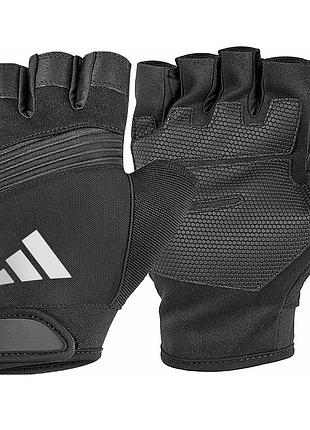 Рукавички для тренувань adidas performance, m (обхват 20-21.5 см), дихаючі, чорні, екошкіра, для фітнесу та спорту (adgb-13154)
