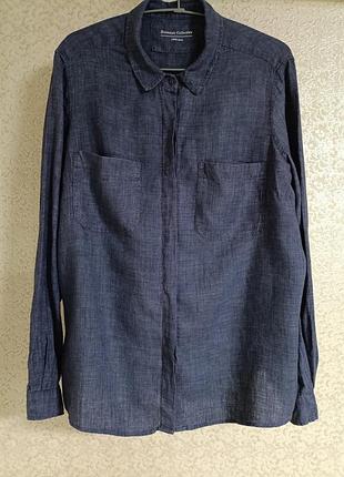 Льняная женская рубашка, льняная рубашка, лен рубашка бренд essential collection marks &amp; spencer, р.16