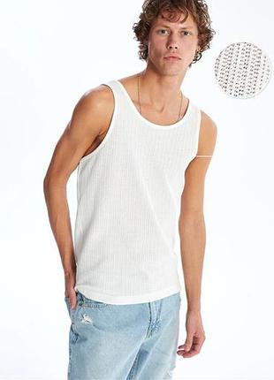 Майка в рубчик базова молочного кольору унісекс pull&bear p.l