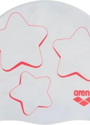 Шапочка для плавання дитяча arena print junior силікон 6-12 років біло-червоний (94171-130)