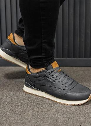 Мужские кроссовки reebok classic leather grey gum / smb+ 🔗