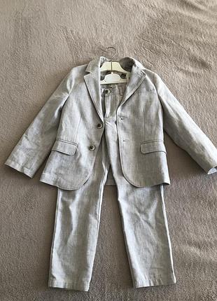 Лляний костюм для хлопчика mango kids 6-7 років 122см