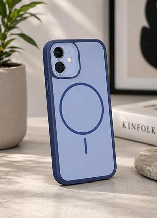 Чохол силіконовий full camera armor case з magsafe для apple iphone 12 6.1 захисний темно-синій