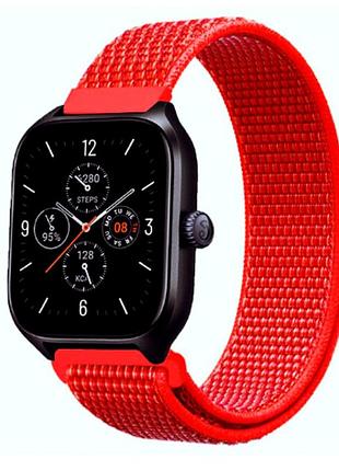 Ремінець nylon loop універсальний 20 mm для смарт годинників червоний з міцного нейлону red