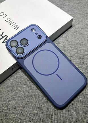 Чехол силиконовый full camera armor case с magsafe для iphone 17 pro max максимальная защита темно-синий