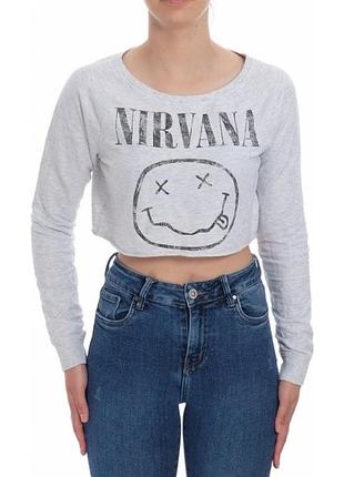 Укорочений світшот кроп-топ h&m divided «nirvana»