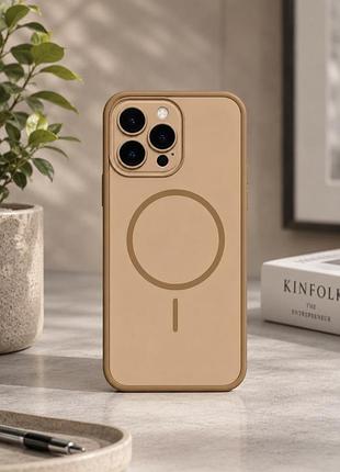 Чехол full camera armor case силиконовый с magsafe для apple iphone 14 pro защита камеры коричневый