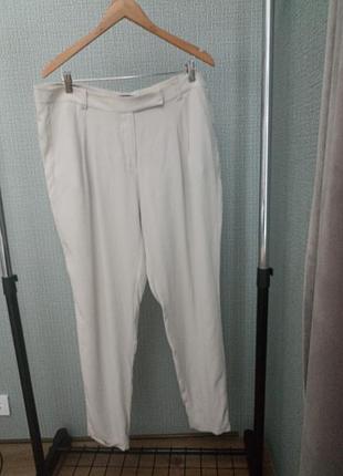 100% шелковые брюки,серо бежевые, р. 44 евр., xl -xxl