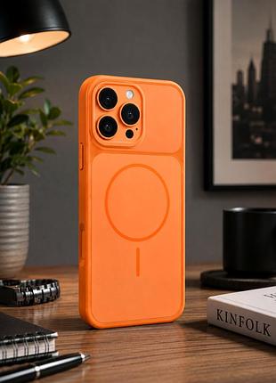 Чехол силиконовый full camera armor case с magsafe для iphone 13 pro max защита камеры оранжевый