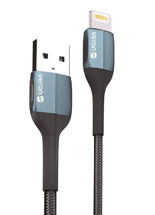 Кабель usb lightning 2.4a 1m черный нейлоновый veron nl09