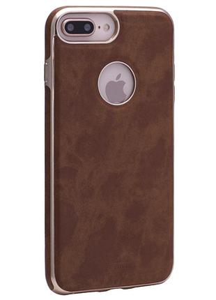 Чехол накладка remax beck series из полиуретана для iphone 7 8 коричневый с защитой камеры