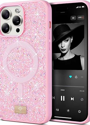 Чехол накладка bling world rock case с magsafe для iphone 17 pro max полиуретановый розовый