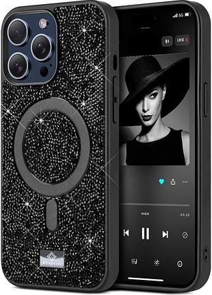 Чехол накладка bling world rock case с magsafe для iphone 17 pro max полиуретановый черный