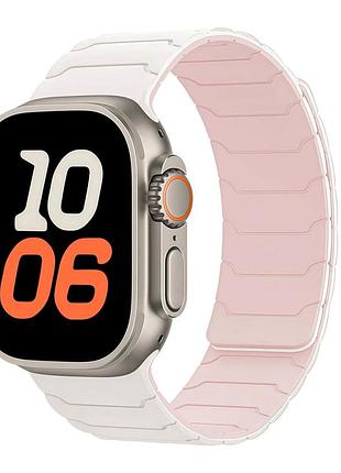 Ремешок armor magnetic bracelet для apple watch series 3 42 mm 4 44 mm 7 45 mm 8 49 mm силиконовый starlight&pink sand
