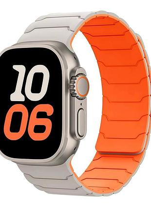 Ремешок armor magnetic bracelet для apple watch series 3 42 mm 4 44 mm 7 45 mm 8 49 mm силиконовый starlight&orange.