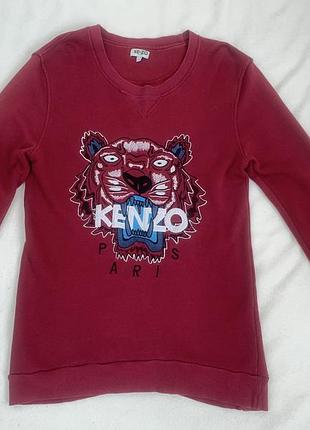 I фірмовий світшот kenzo paris з культовою вишивкою-тигром. стильна та впізнавана річ у насиченому бордовому (винному) кольорі.