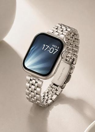 Ремешок slim 5 bead для apple watch series 3 38 mm 4 40 mm 7 41 mm серебристый с уникальным дизайном