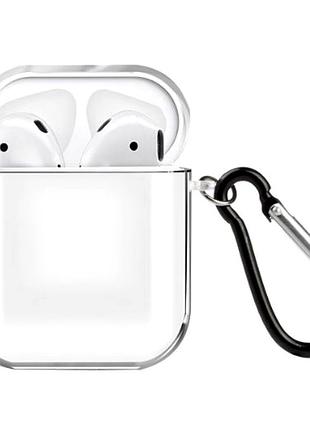 Чехол clear tpu для apple airpods 1 2 прозрачный с защитой от ударов white
