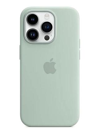 Чохол силіконовий з magsafe для apple iphone 14 pro max захист камери дизайн succulent green