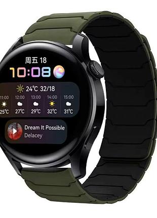 Ремінець armor magnetic band універсальний 22 mm силіконовий для смарт годинників армійський зелений і чорний