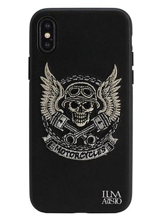 Чехол накладка pu кожа для iphone 7 plus 8 plus motor защита камеры с микрофиброй внутри черный
