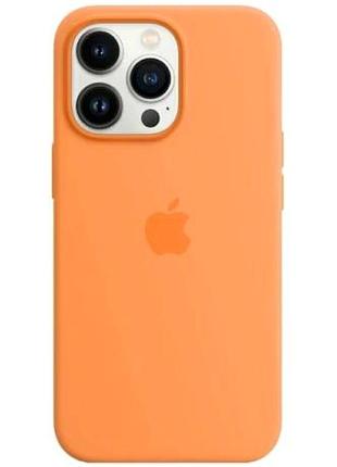 Чехол силиконовый original silicone case для apple iphone 16 защитный с magsafe золотисто-оранжевый