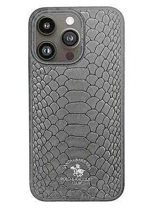 Чехол накладка polo knight из pu кожи для apple iphone 16 pro max защита камеры titanium grey