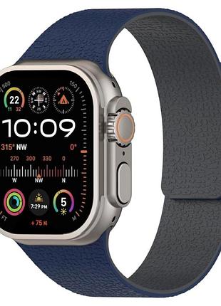 Ремінець magic silicon для apple watch series 3 42 mm 4 44 mm 7 45 mm 8 49 mm midnight blue&gray
