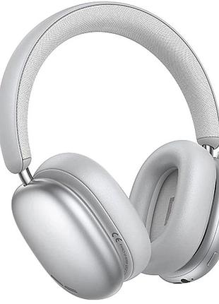 Bluetooth наушники hoco w63 серебристые с беспроводным подключением для музыки и звонков