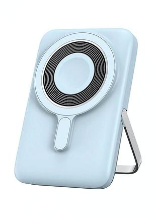 Портативный аккумулятор 10000 мач 22.5w power delivery usb type-c и lightning пластиковый синий wiwu wi-p018