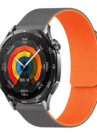 Ремінець magic silicon для apple watch series 2 38 mm 4 40 mm 7 41 mm серый с оранжевыми акцентами