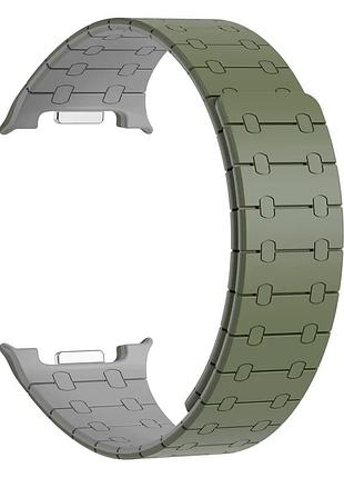 Ремінець magic silicon для samsung watch 8 morandi green&grey стильный и удобный для занятий спортом