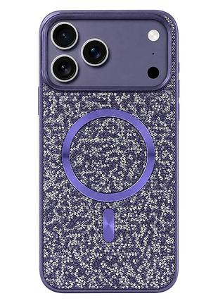 Чохол накладка swarovski case з magsafe для iphone 17 pro max пластиковий tpu захист камери фіолетовий
