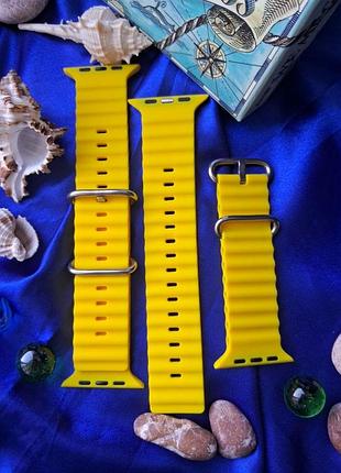 Ремешок, браслет ocean band design 42/44/45/49 мм, желтый для apple watch