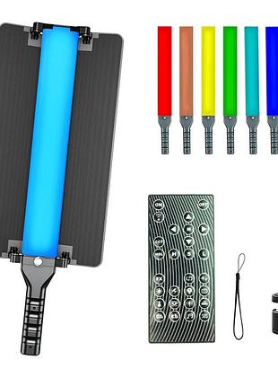 Лампа led відео fill light stick 1 м rgb з дистанційним пультом і адаптером модель rl-60sl