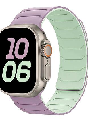 Ремінець armor magnetic band силіконовий для apple watch series 3 38 mm 4 40 mm 7 41 mm легкий пурпурний та м'ятний