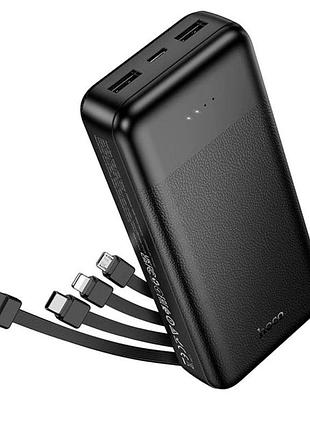 Повербанк 20000 mah 22.5w pd20w встроенные кабели type-c lightning micro usb черный hoco j163a