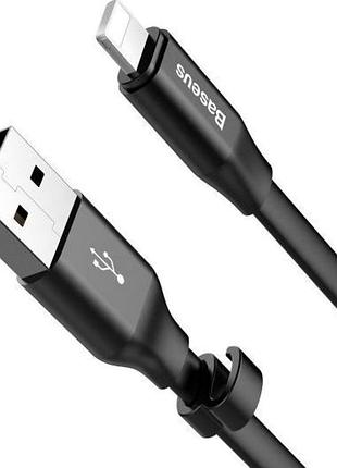 Кабель usb to lightning 2a 0.23m для заряджання iphone power bank чорний baseus calmbj-b01