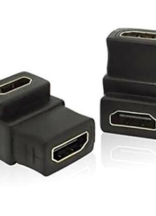 Перехідник hdmi 90 градусів f-f чорний для під'єднання пристроїв