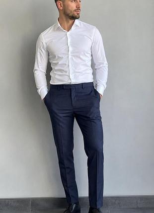 🖤 нові чоловічі класичні штани h&m skinny fit темно-сині, р. 46 (m)