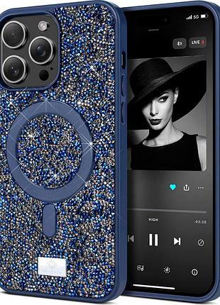 Чехол накладка bling world rock case с magsafe для iphone 16 pro полиуретановый защитный с усиленными углами синий