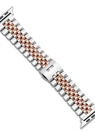 Ремінець 5 bead для apple watch series 3 38 mm 4 40 mm 7 41 mm срібно-золотий з унікальним дизайном