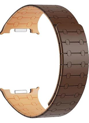 Ремінець magic silicon для samsung watch 8 металевий dark brown&light brown з максимальним комфортом