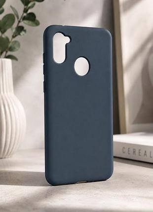 Чехол силиконовый original silicone case для samsung a11 2019 серый зеленый с защитой камеры
